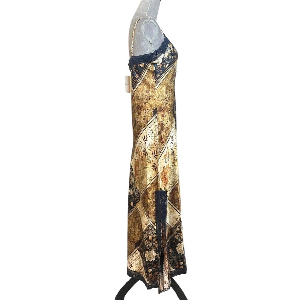 Y2k Satin Patchwork Western Maxi Slip Dress L Festival Rodeo Cowgirl Summer - Picture 10 of 15